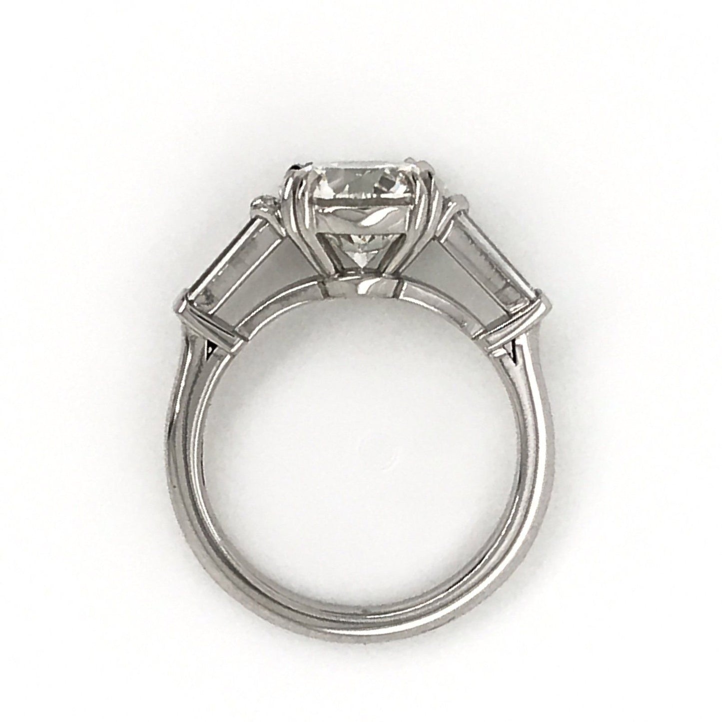 "ENGR03327" Round Diamond With Side Baguettes Three Stone Engagement Ring