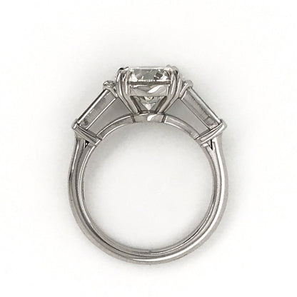 "ENGR03327" Round Diamond With Side Baguettes Three Stone Engagement Ring