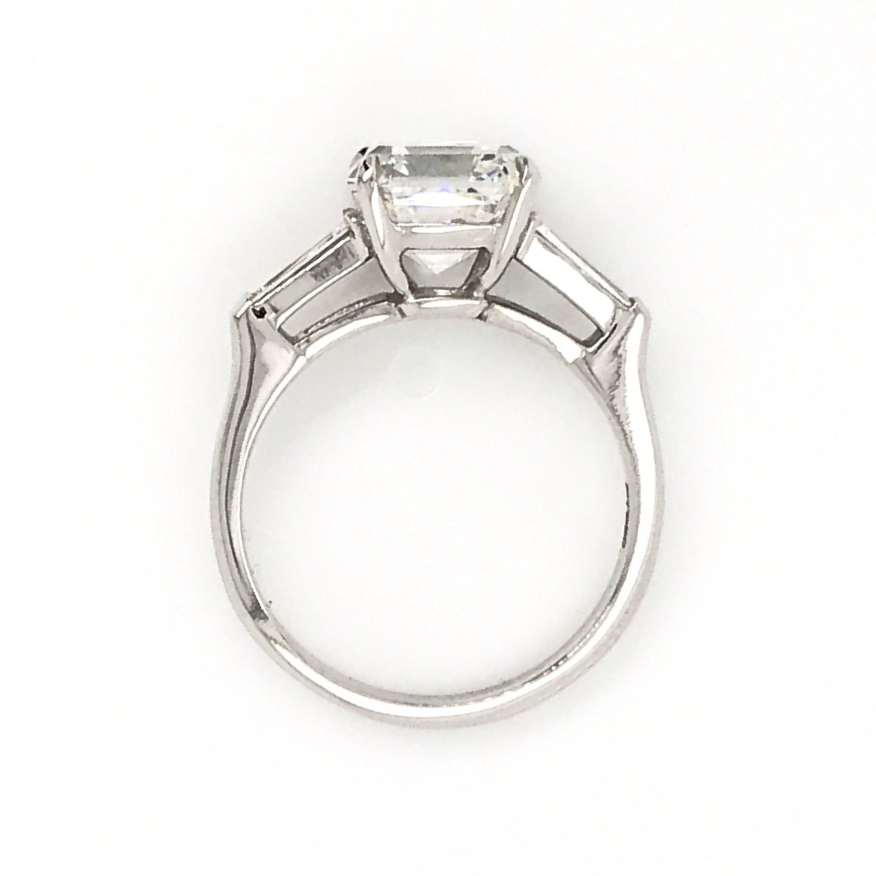 "ENGR03322" Asscher Shaped Diamond Three Stone Engagement Ring