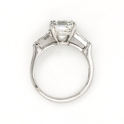 "ENGR03322" Asscher Shaped Diamond Three Stone Engagement Ring