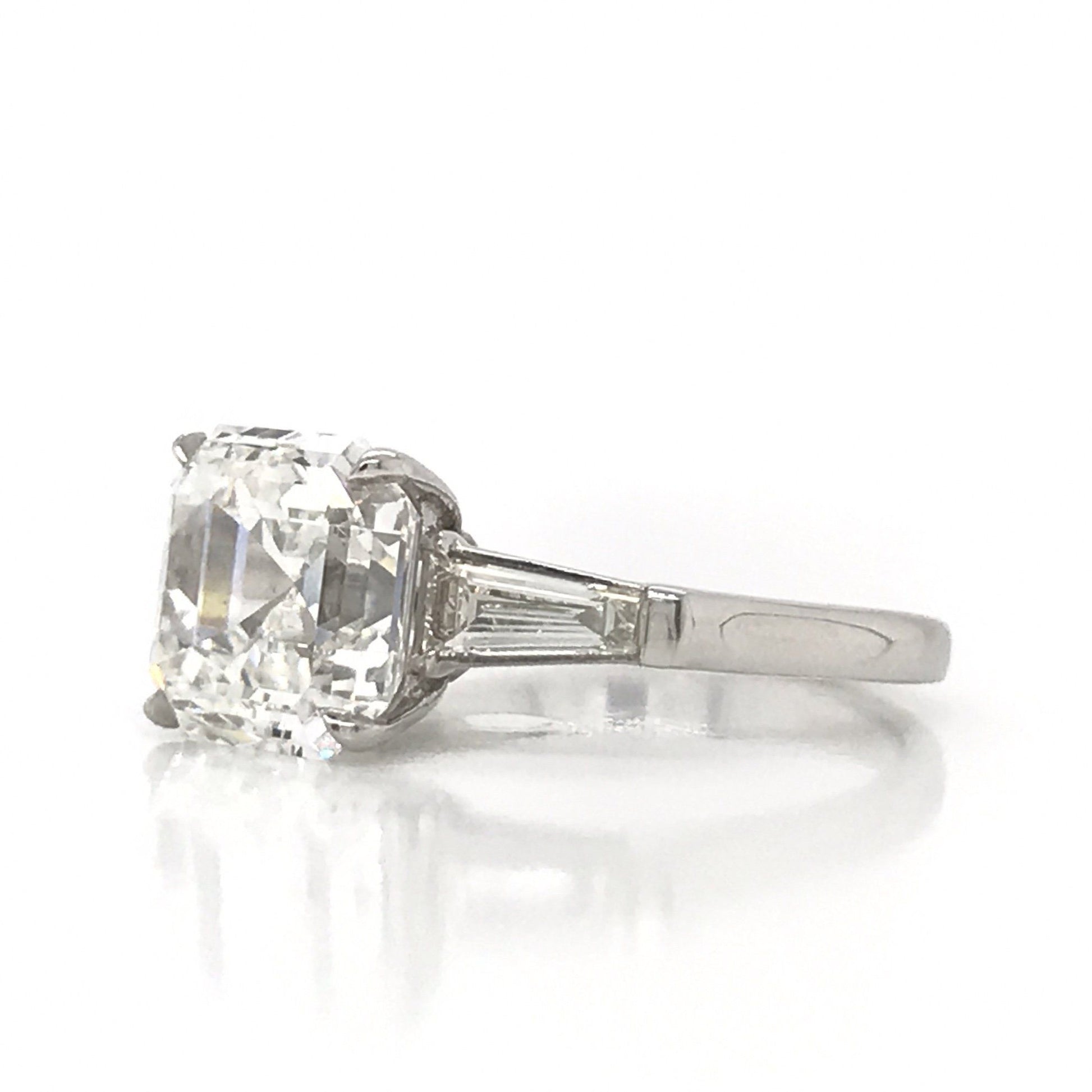 "ENGR03322" Asscher Shaped Diamond Three Stone Engagement Ring