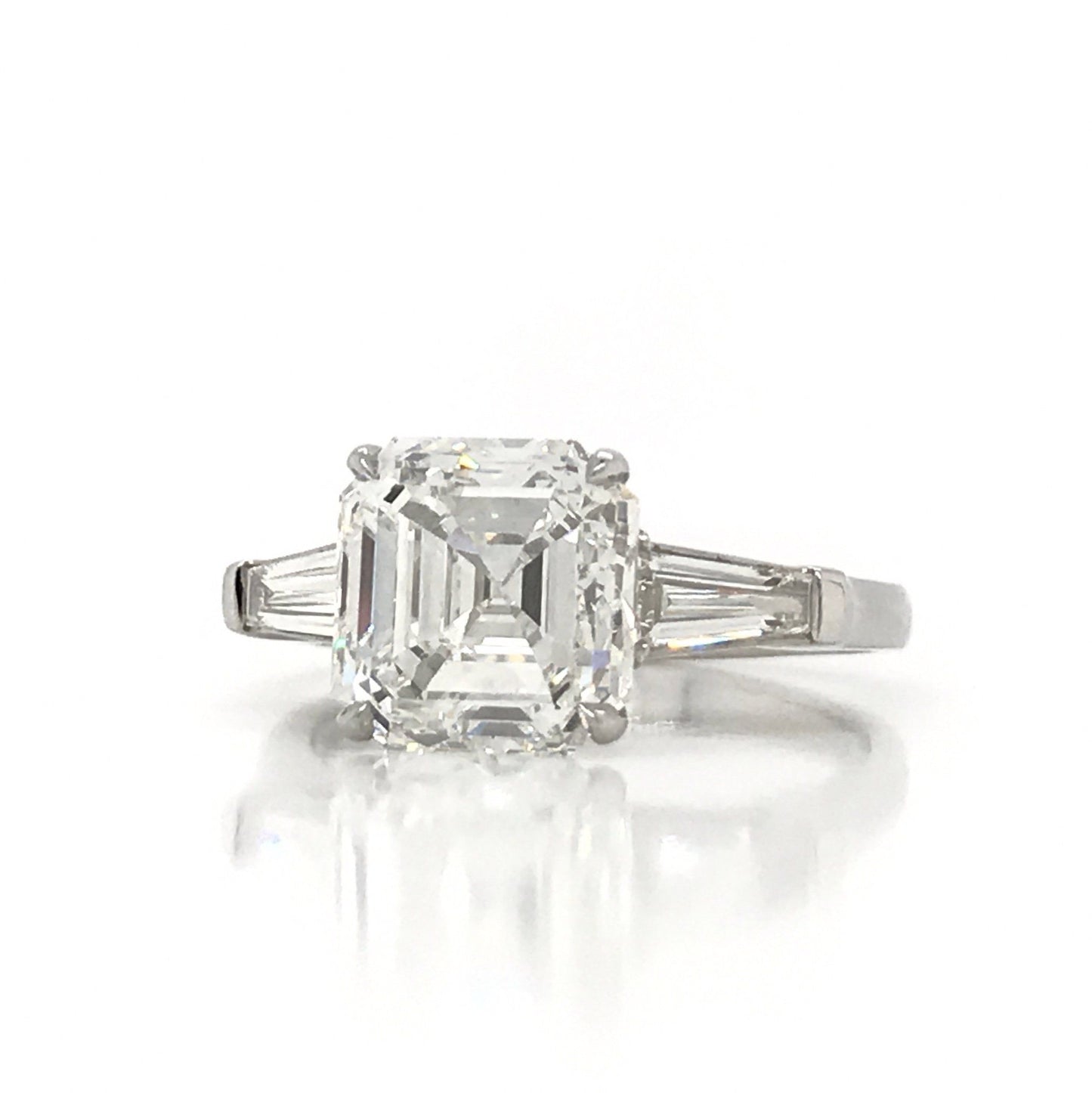 "ENGR03322" Asscher Shaped Diamond Three Stone Engagement Ring