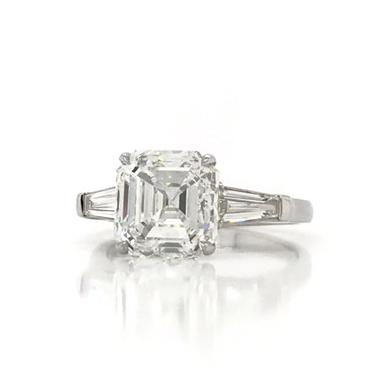"ENGR03322" Asscher Shaped Diamond Three Stone Engagement Ring