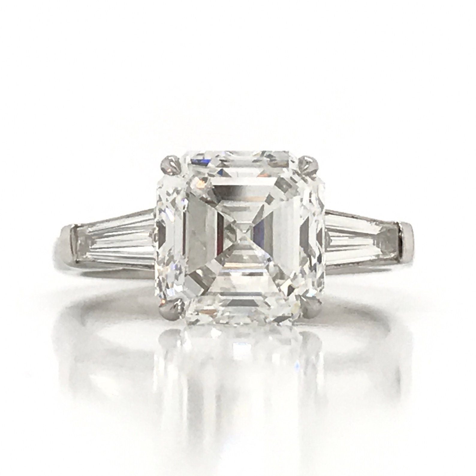 "ENGR03322" Asscher Shaped Diamond Three Stone Engagement Ring