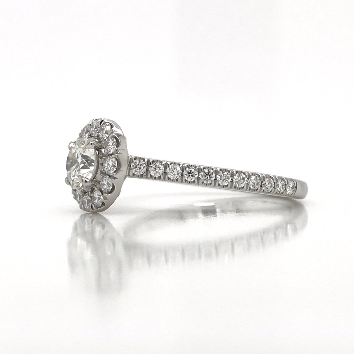 "ENGR03160" 0.41 Carat Round Diamond Halo Engagement Ring in Platinum