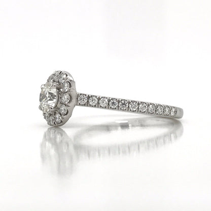 "ENGR03160" 0.41 Carat Round Diamond Halo Engagement Ring in Platinum