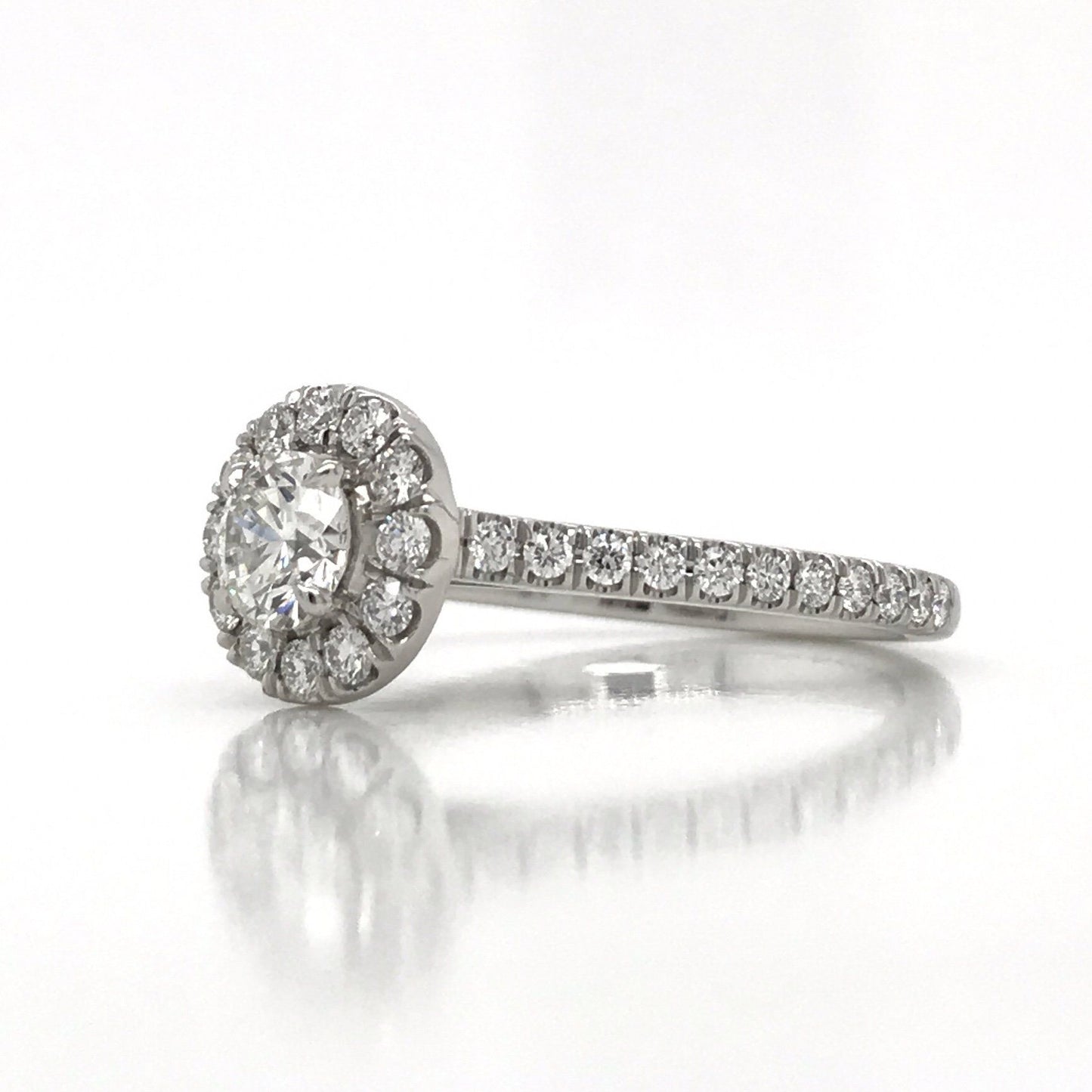 "ENGR03160" 0.41 Carat Round Diamond Halo Engagement Ring in Platinum