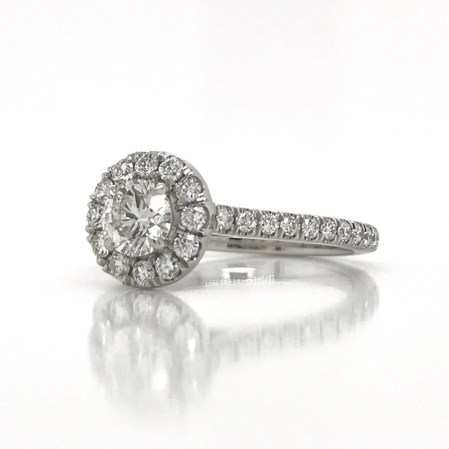 "ENGR03160" 0.41 Carat Round Diamond Halo Engagement Ring in Platinum