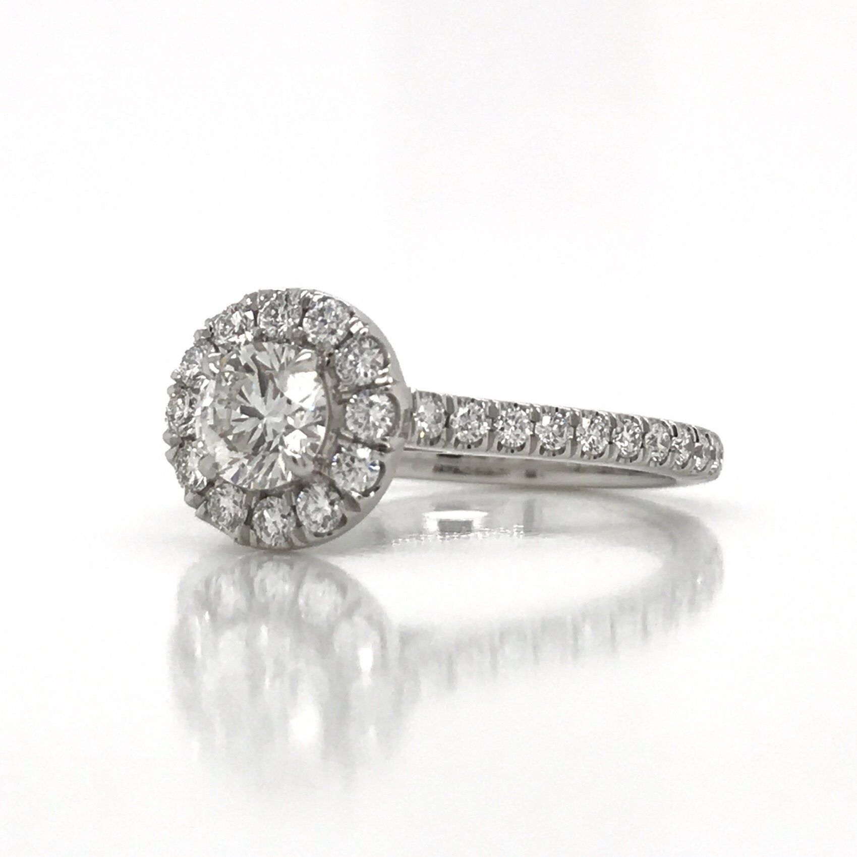 "ENGR03160" 0.41 Carat Round Diamond Halo Engagement Ring in Platinum