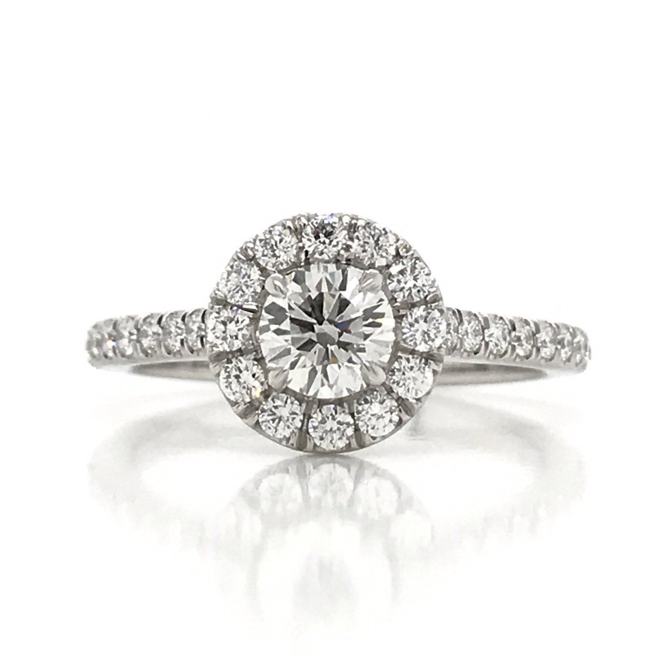 "ENGR03160" 0.41 Carat Round Diamond Halo Engagement Ring in Platinum