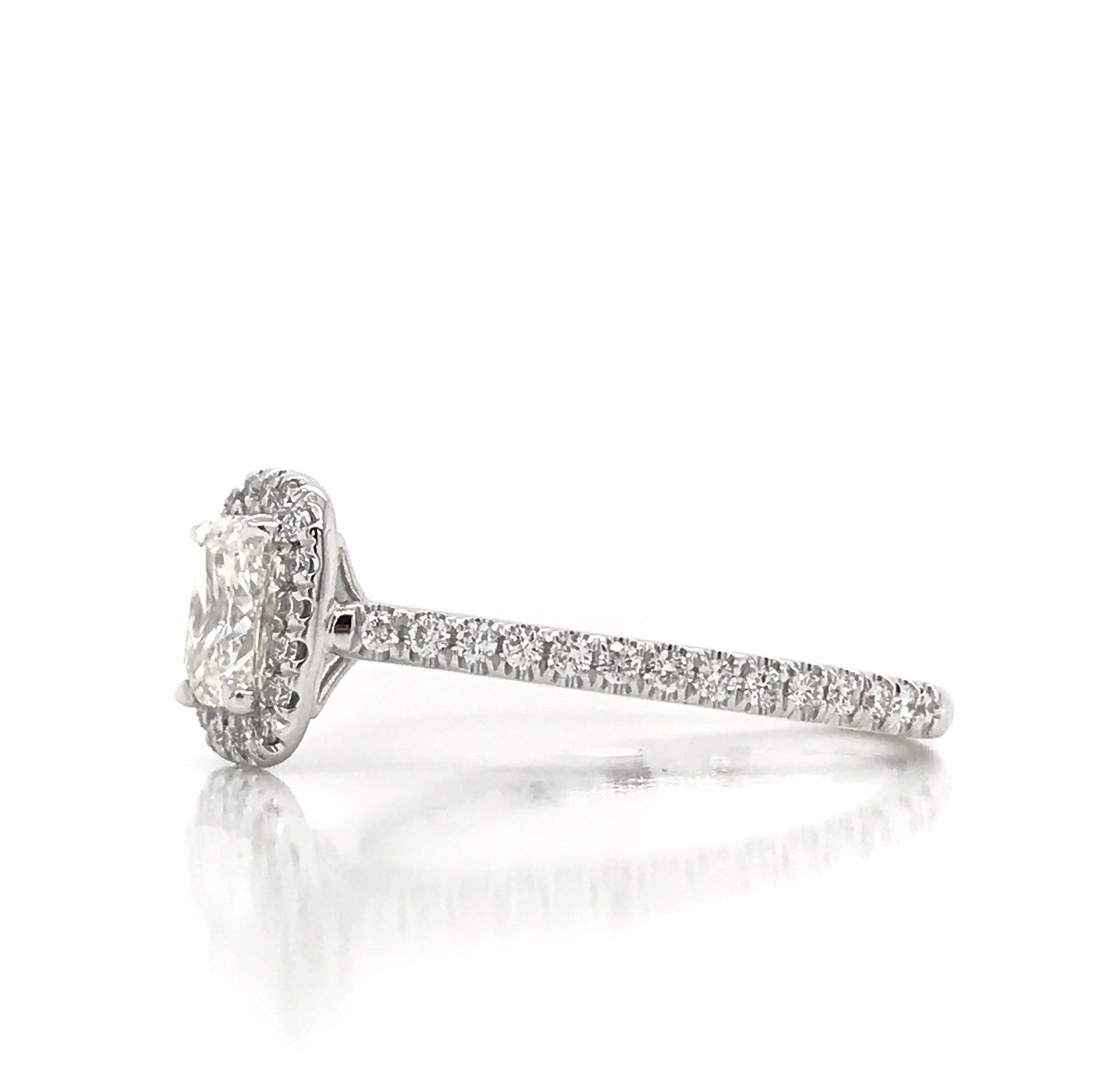 "ENGR03071" Cushion Cut Diamond Engagement Ring with Micropavé Halo