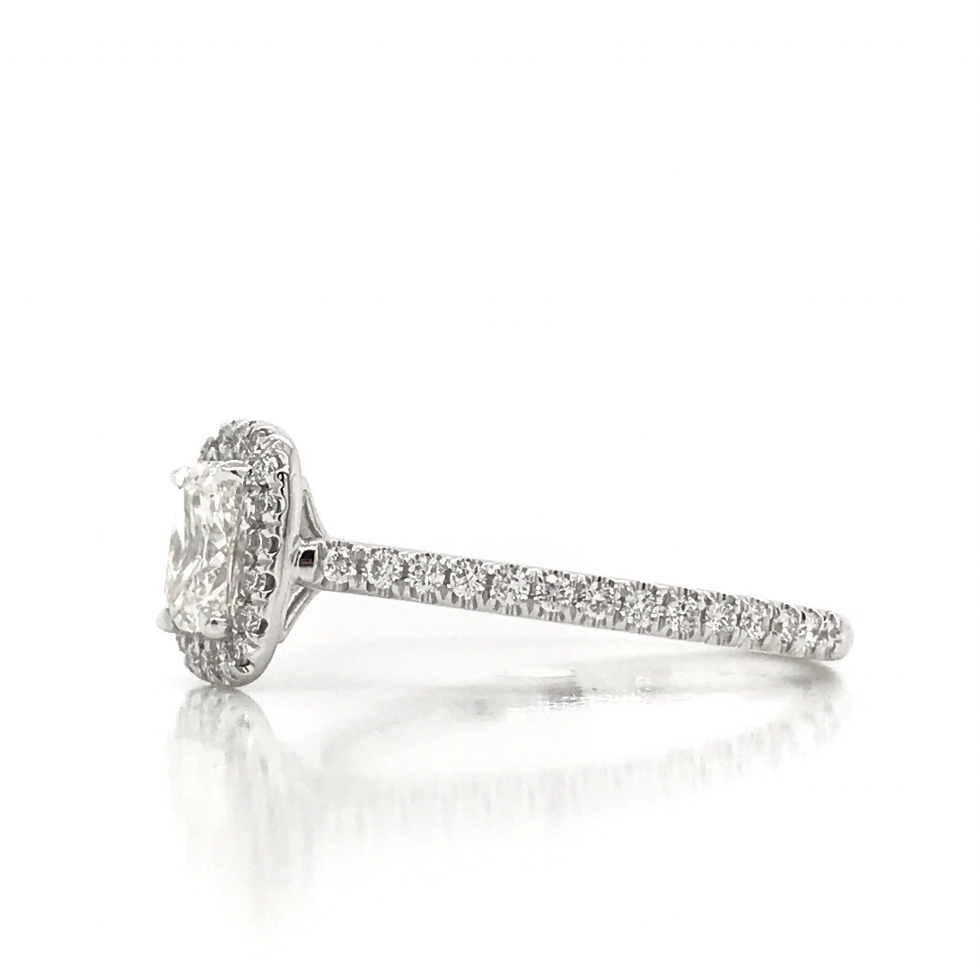 "ENGR03071" Cushion Cut Diamond Engagement Ring with Micropavé Halo