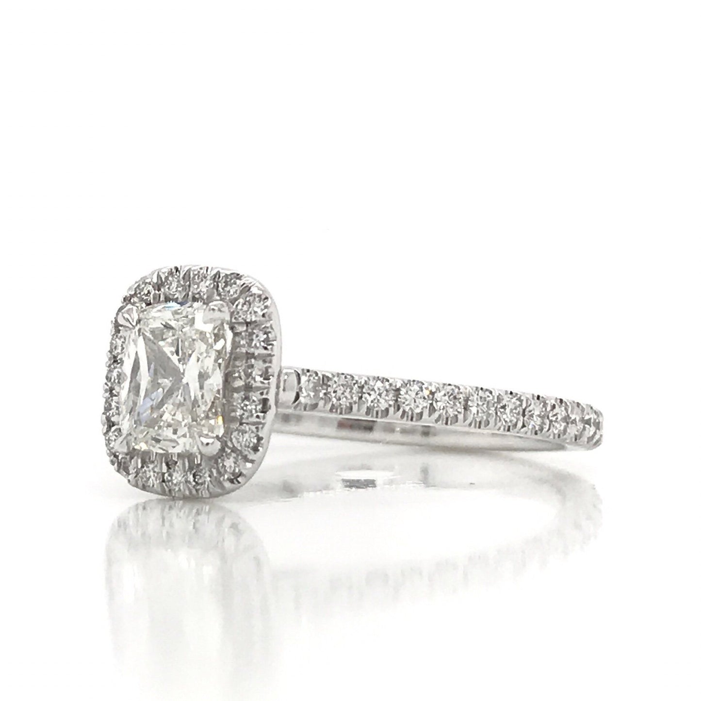 "ENGR03071" Cushion Cut Diamond Engagement Ring with Micropavé Halo