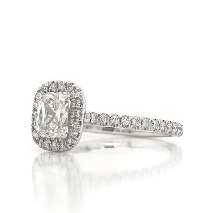 "ENGR03071" Cushion Cut Diamond Engagement Ring with Micropavé Halo