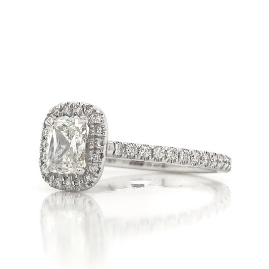 "ENGR03071" Cushion Cut Diamond Engagement Ring with Micropavé Halo