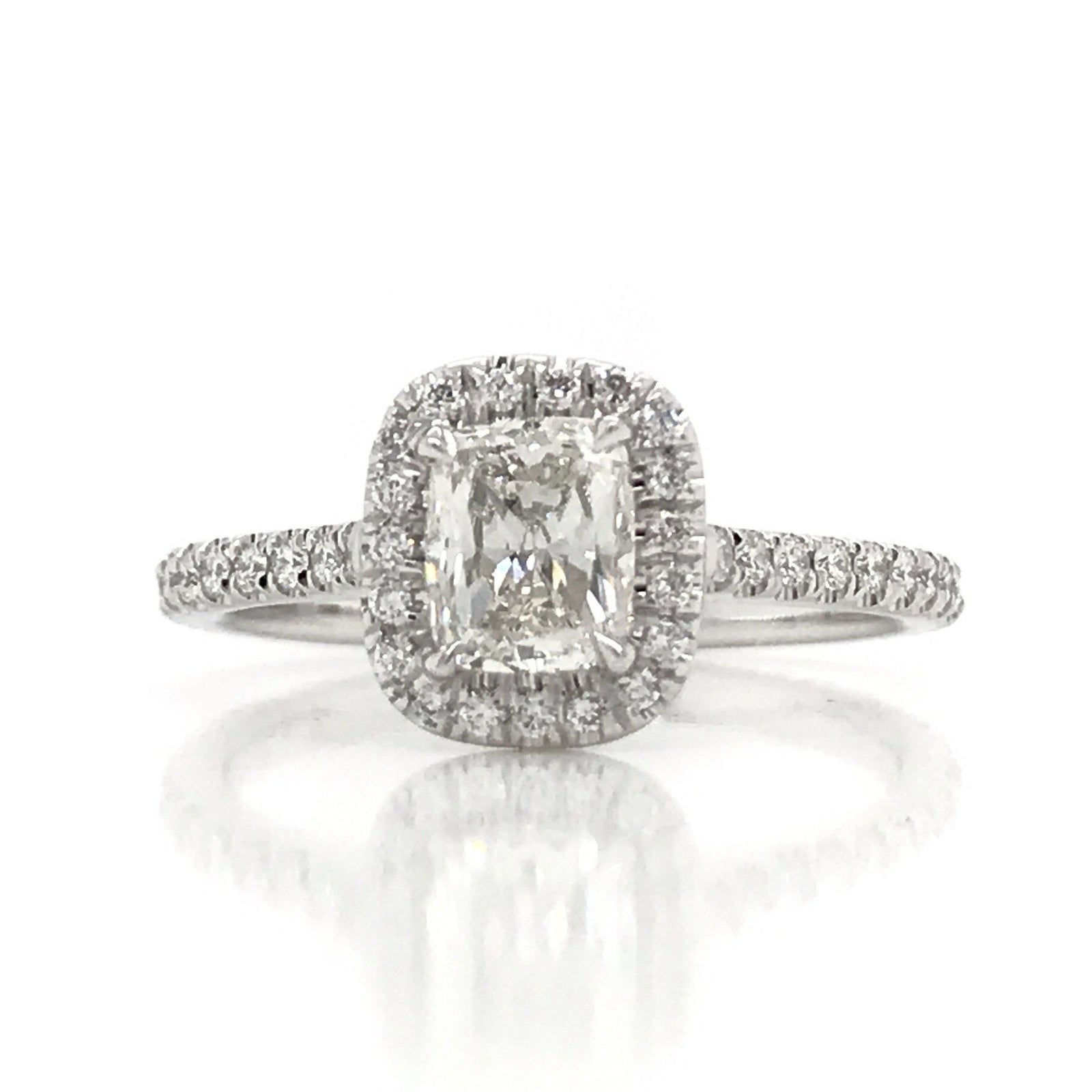 "ENGR03071" Cushion Cut Diamond Engagement Ring with Micropavé Halo
