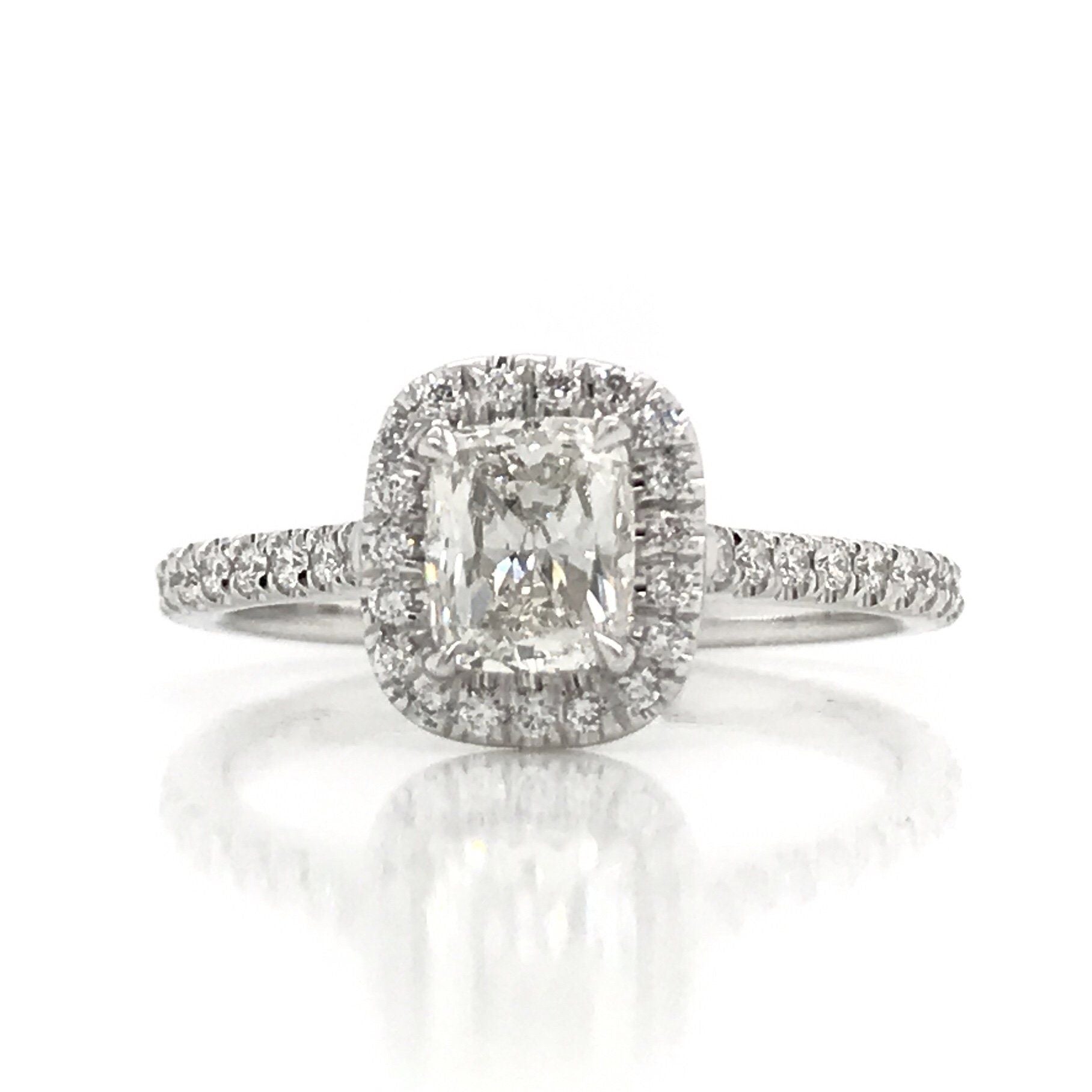 "ENGR03071" Cushion Cut Diamond Engagement Ring with Micropavé Halo
