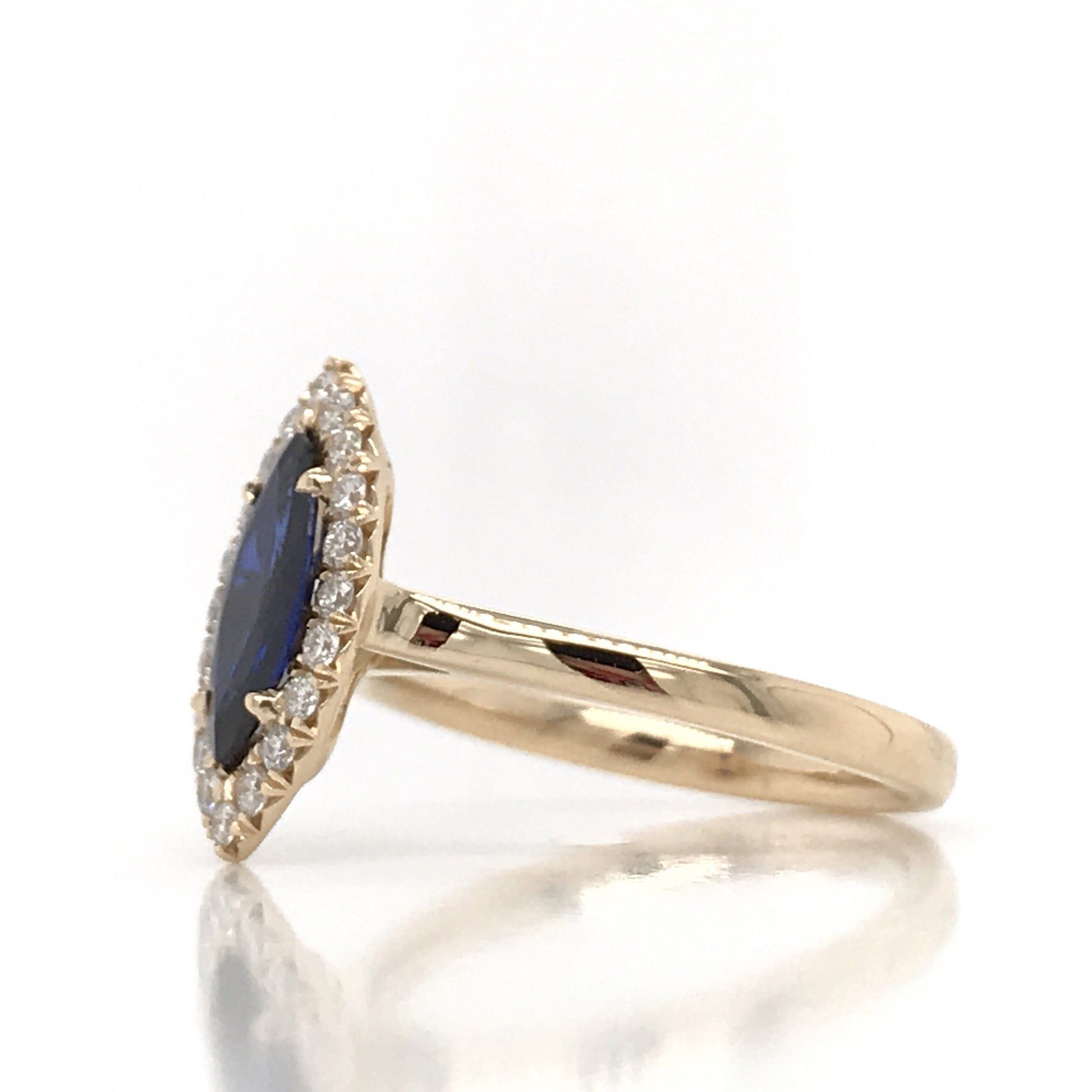 1.30 Total Carat Sapphire Diamond Engagement Ring