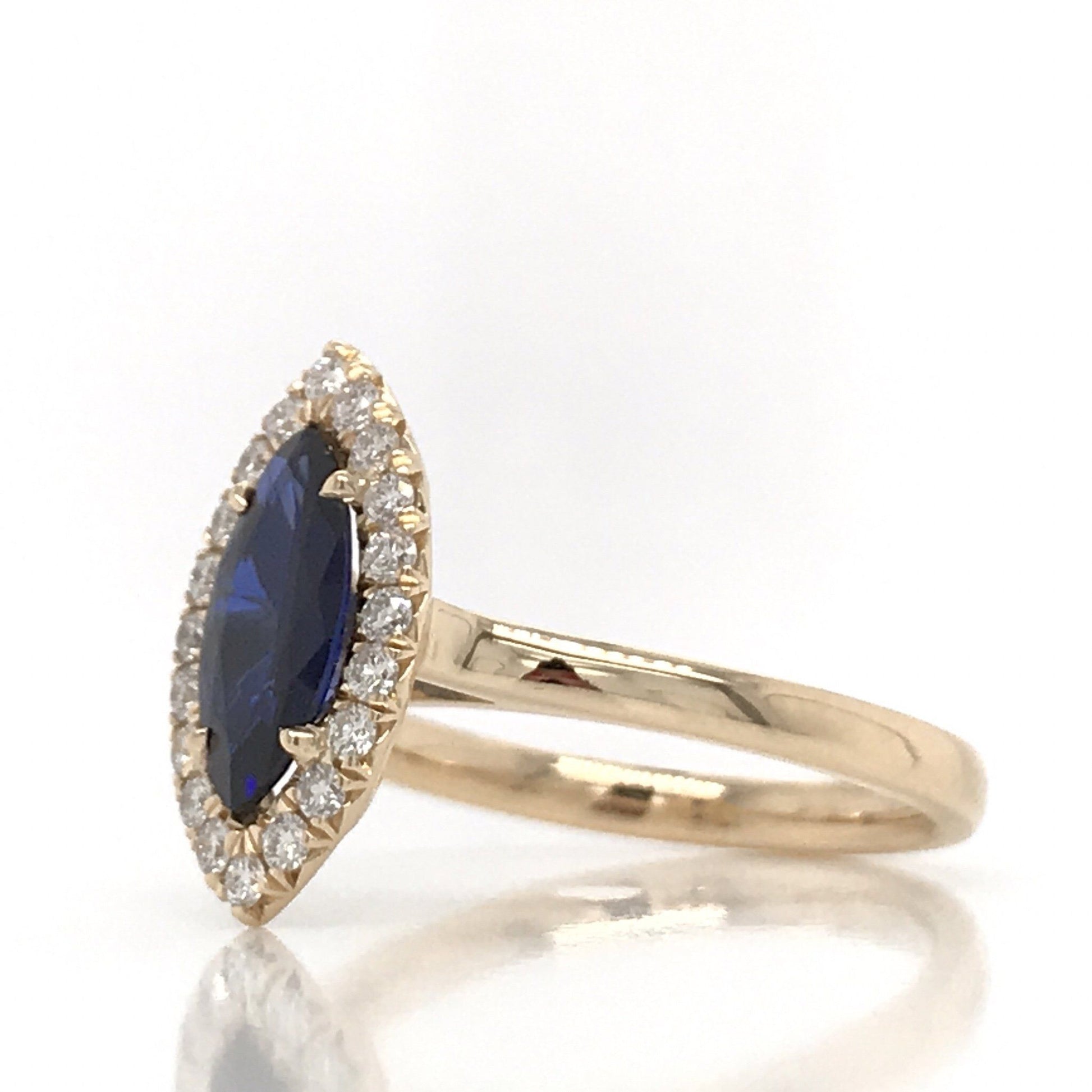 1.30 Total Carat Sapphire Diamond Engagement Ring