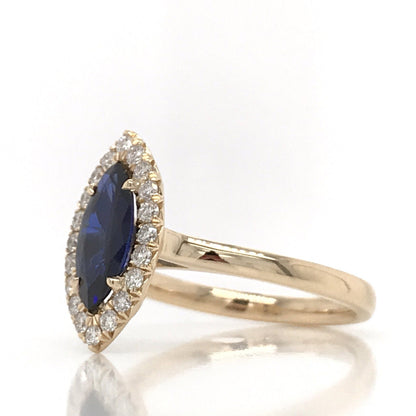1.30 Total Carat Sapphire Diamond Engagement Ring