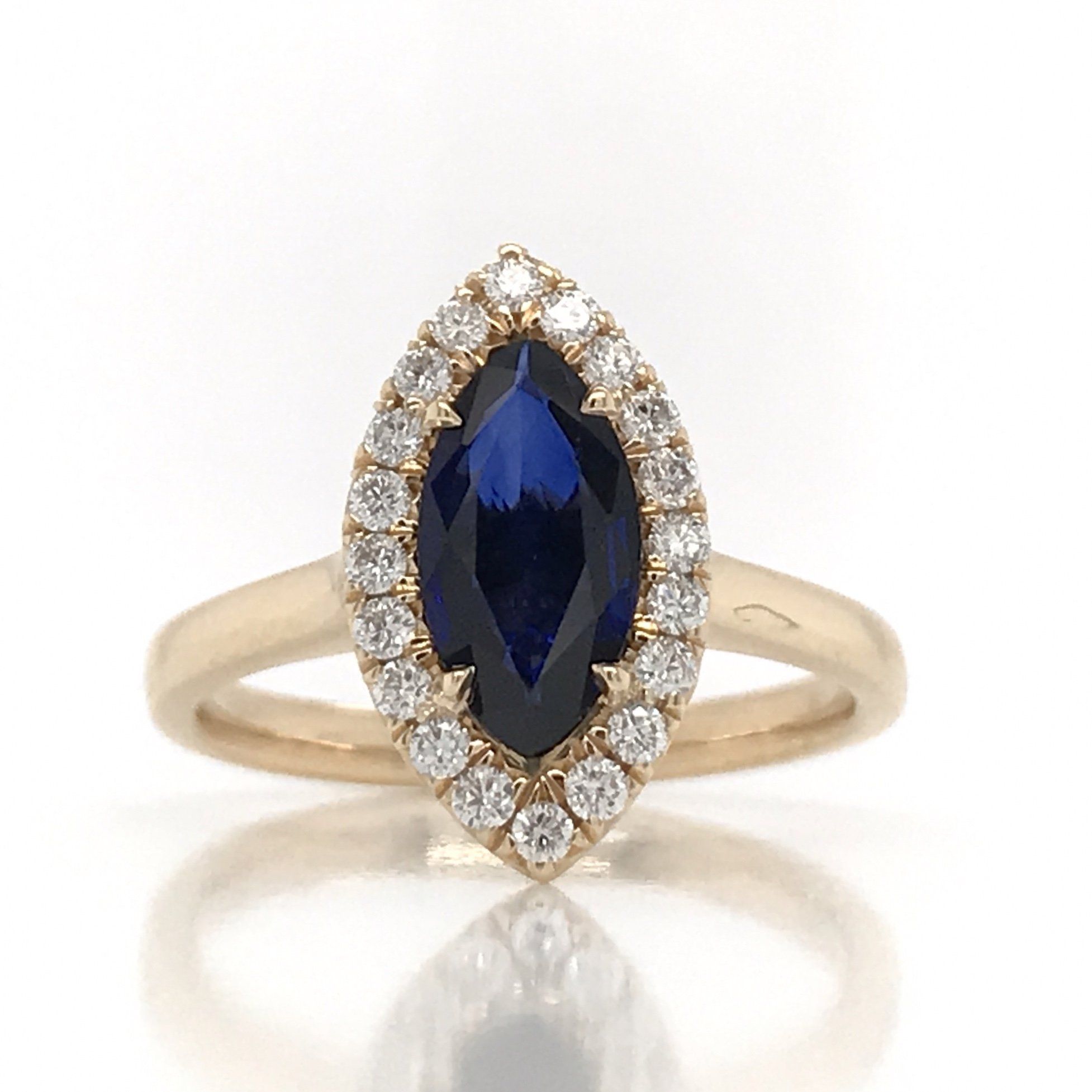 1.30 Total Carat Sapphire Diamond Engagement Ring