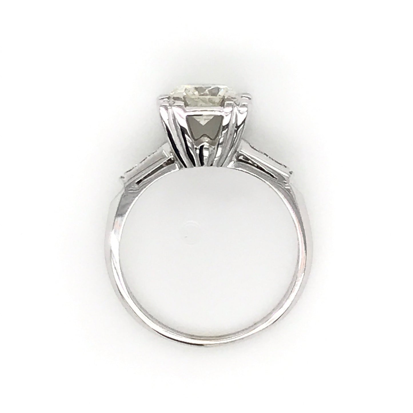 "ENGR02307" Antique Inspired Round Diamond Engagement Ring in 14K White Gold Square Setting