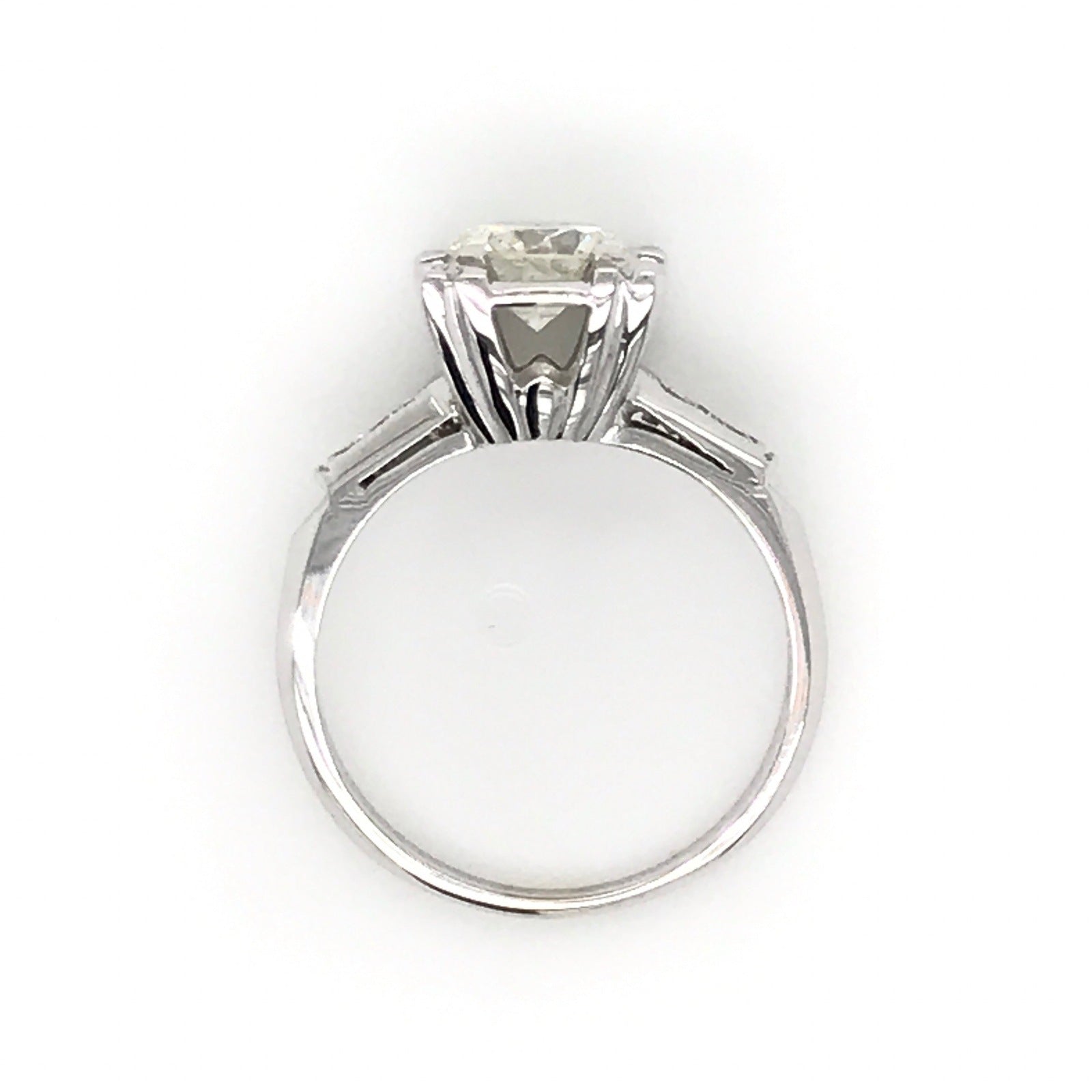 "ENGR02307" Antique Inspired Round Diamond Engagement Ring in 14K White Gold Square Setting