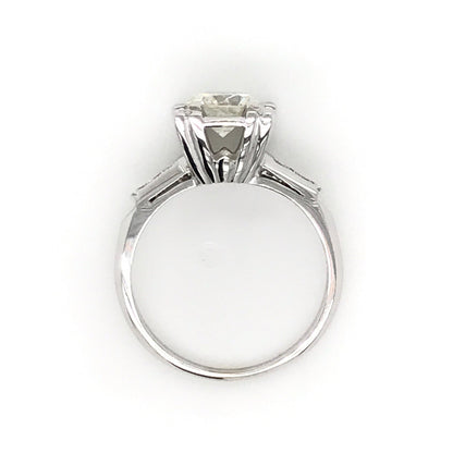 "ENGR02307" Antique Inspired Round Diamond Engagement Ring in 14K White Gold Square Setting