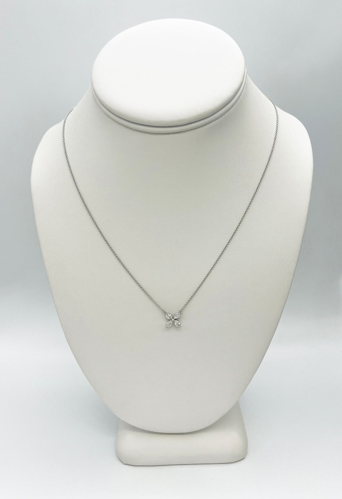 0.65 Carat Flower Shape Diamond Pendant Necklace in 18K White Gold