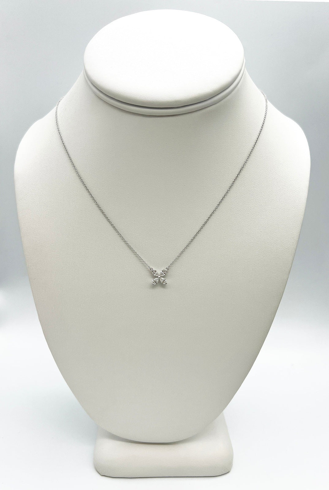0.43 Carat Flower Shape Diamond Pendant Necklace in 18K White Gold