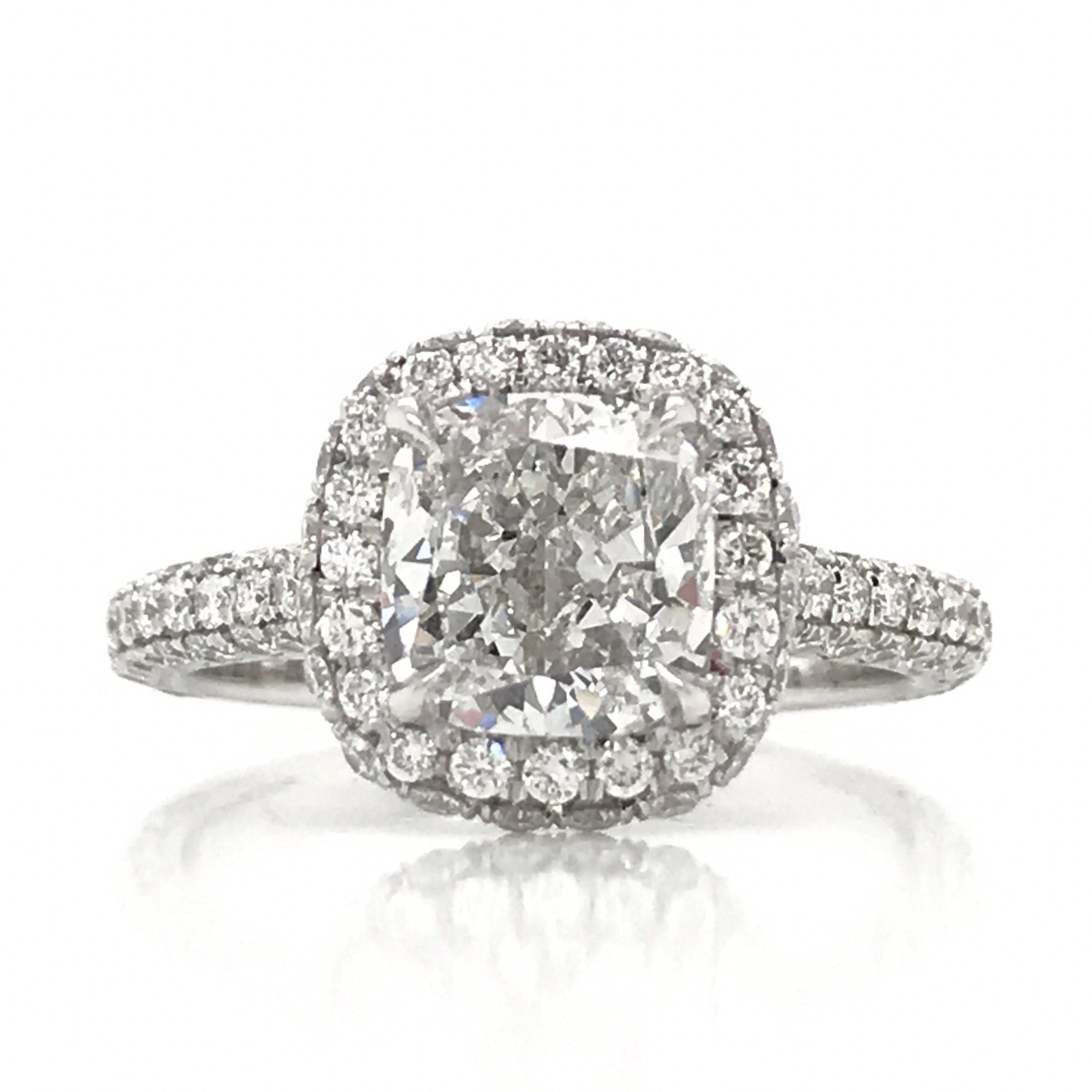"ENGR03293" Cushion Shaped Diamond Halo Engagement Ring in Platinum
