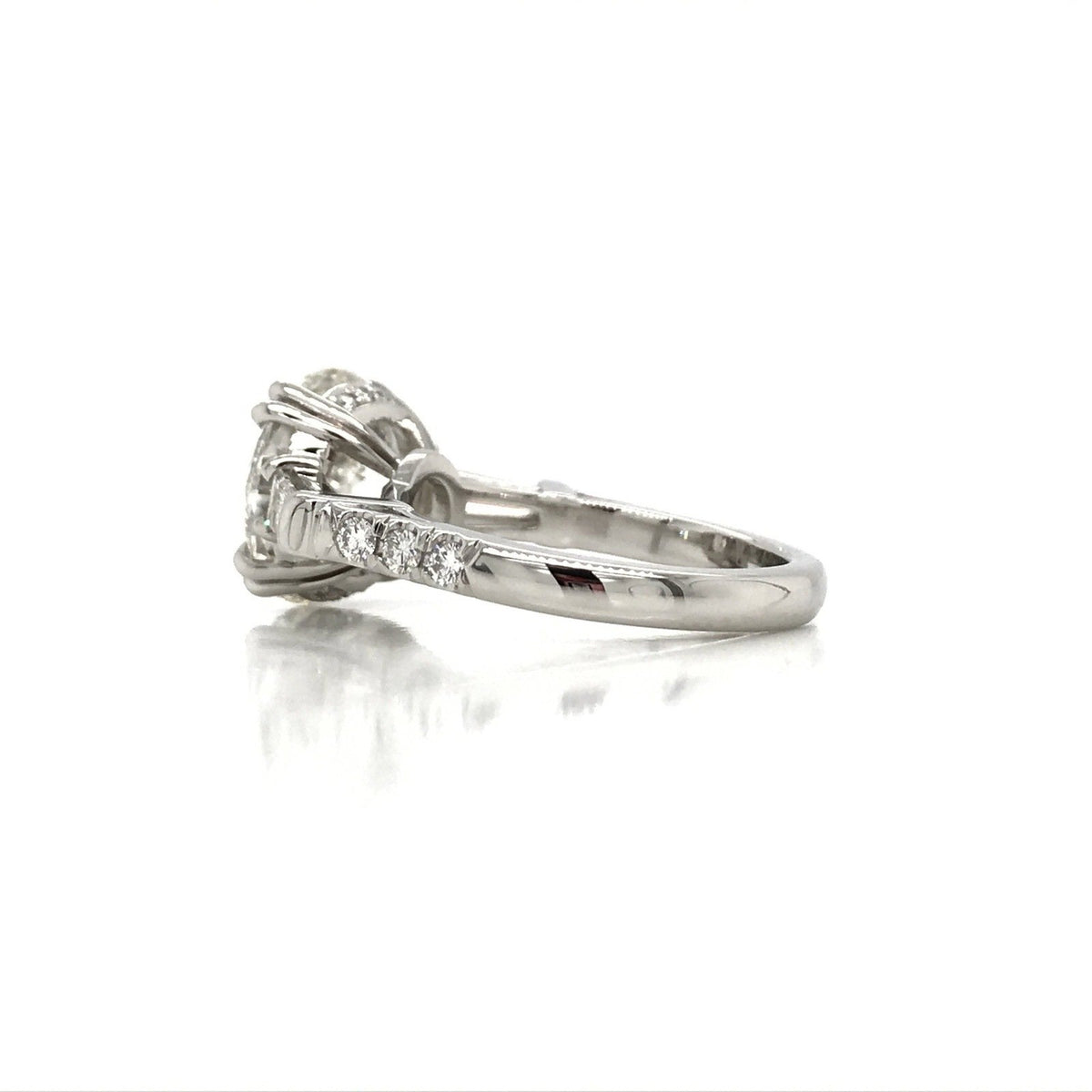 5.01 Carat GIA Round Brilliant Diamond Three Stone Engagement Ring