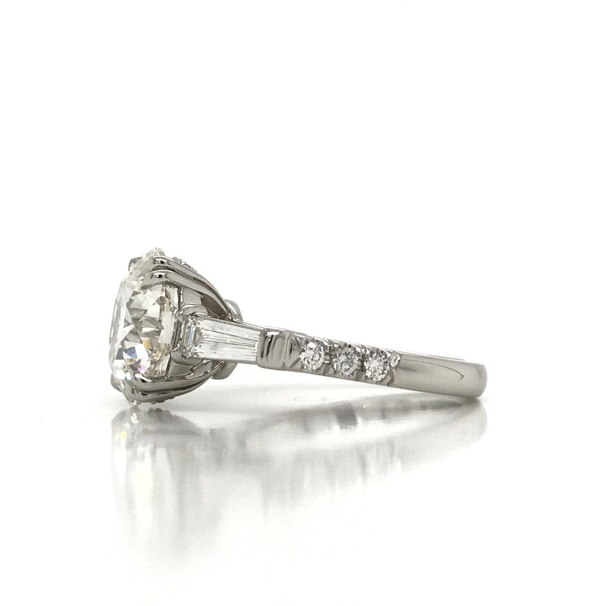 5.01 Carat GIA Round Brilliant Diamond Three Stone Engagement Ring