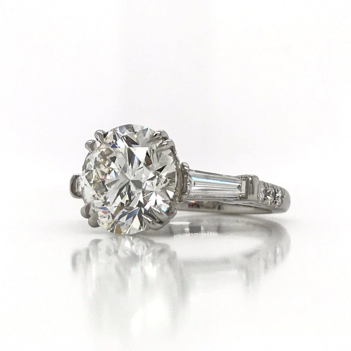 5.01 Carat GIA Round Brilliant Diamond Three Stone Engagement Ring