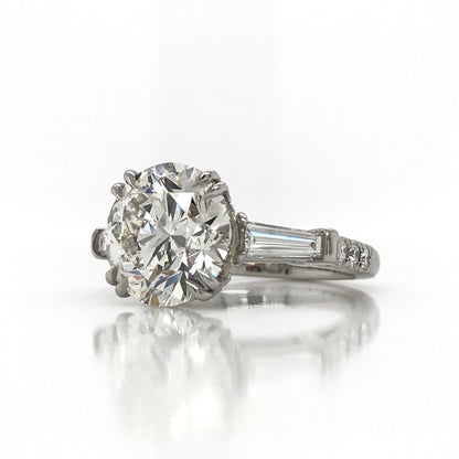5.01 Carat GIA Round Brilliant Diamond Three Stone Engagement Ring