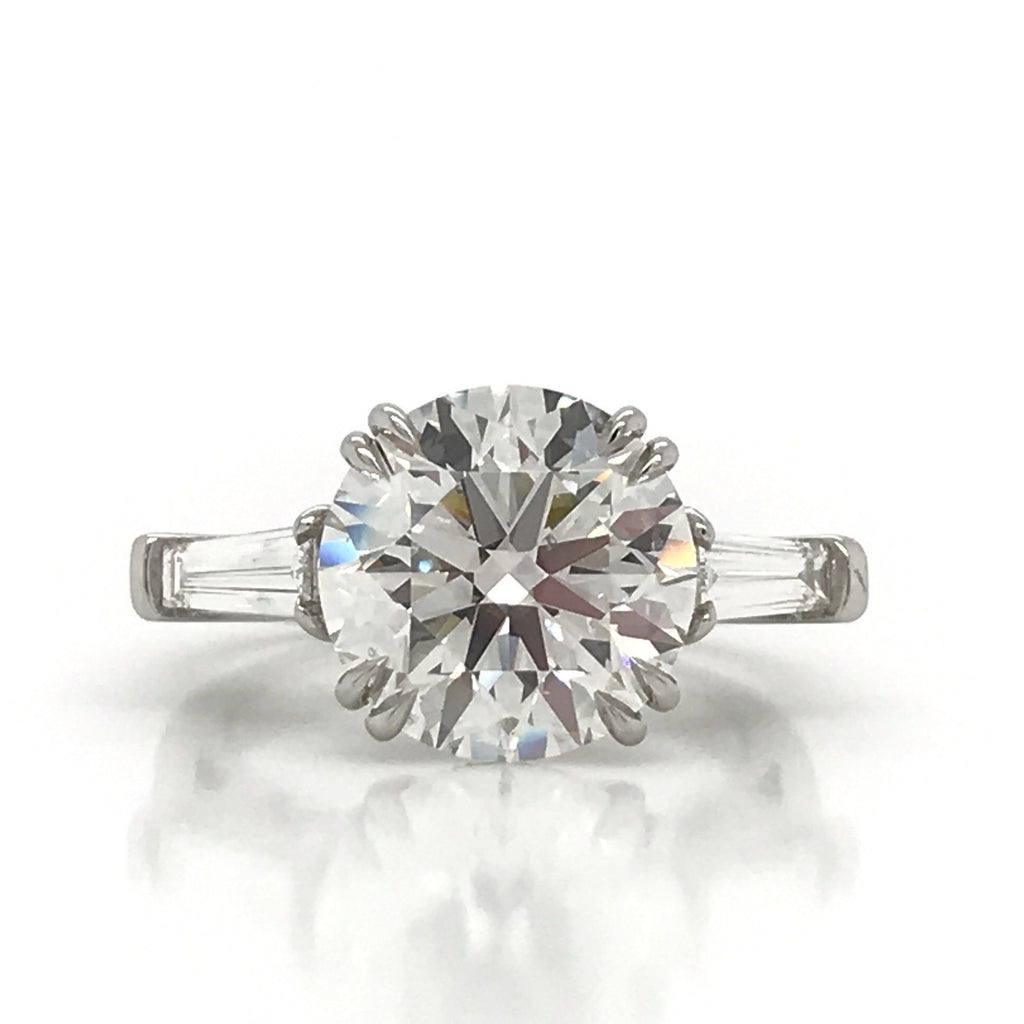 5.01 Carat GIA Round Brilliant Diamond Three Stone Engagement Ring