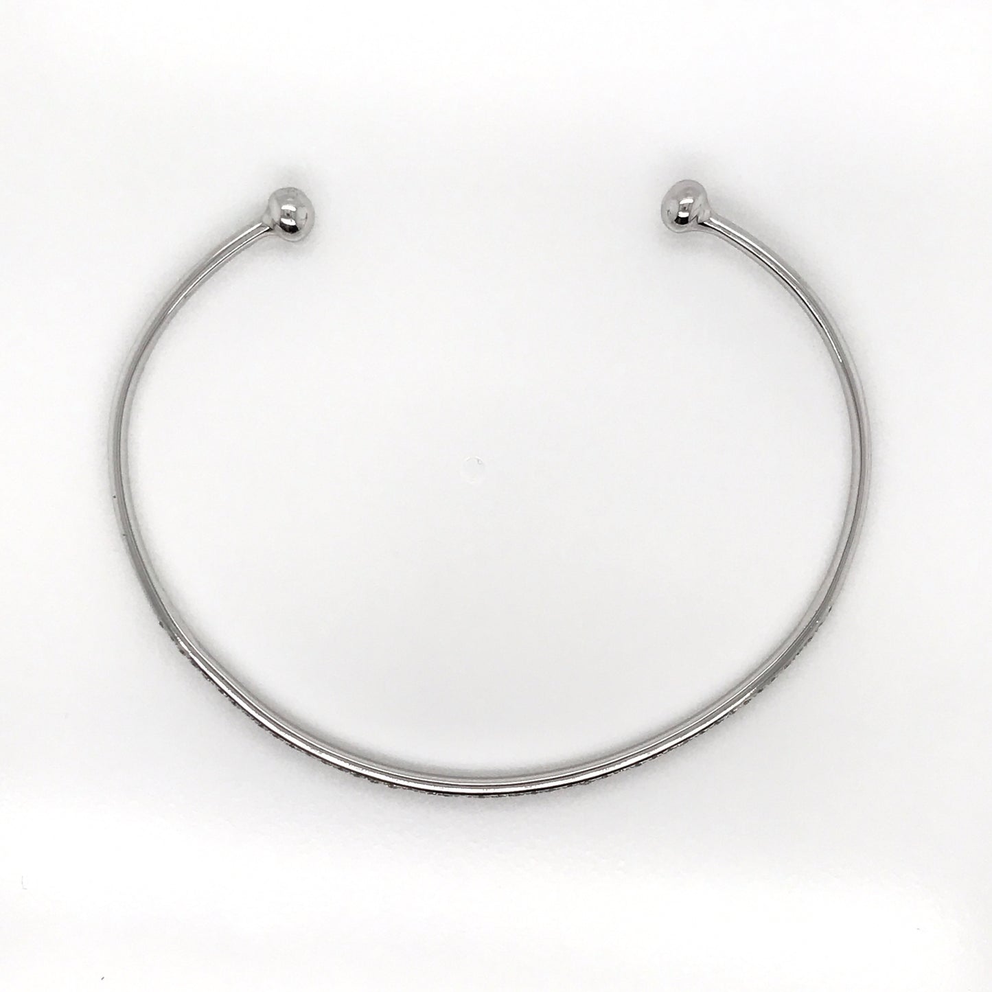 "BRAC01361" Diamond Pavé Open Bangle Bracelet in 14K White Gold