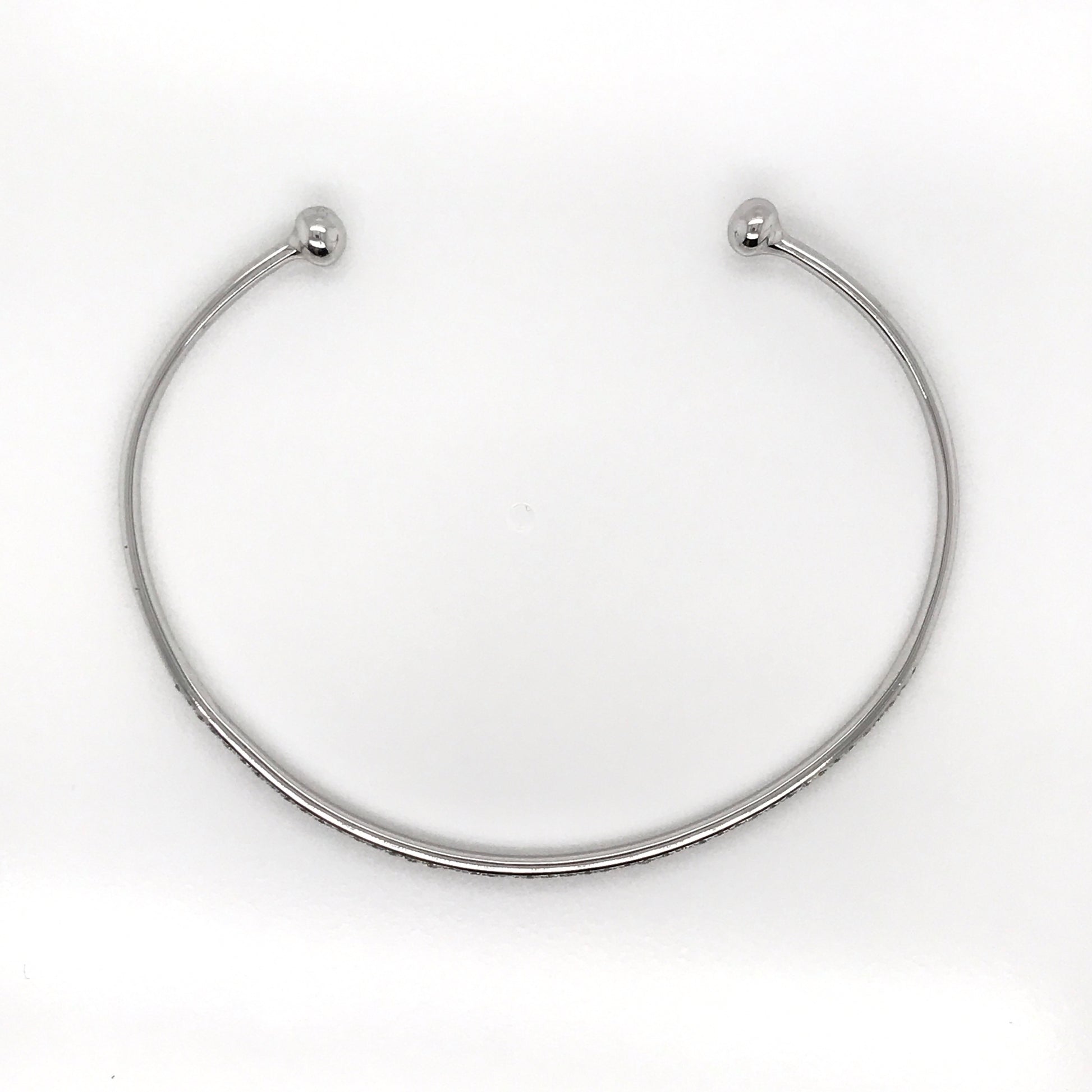 "BRAC01361" Diamond Pavé Open Bangle Bracelet in 14K White Gold