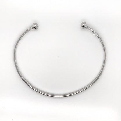 "BRAC01361" Diamond Pavé Open Bangle Bracelet in 14K White Gold