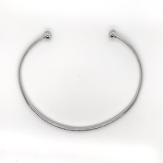 "BRAC01361" Diamond Pavé Open Bangle Bracelet in 14K White Gold