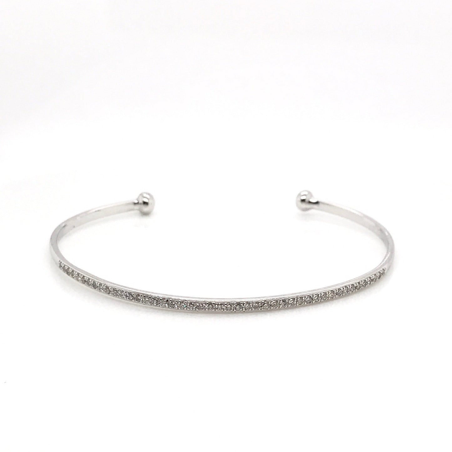 "BRAC01361" Diamond Pavé Open Bangle Bracelet in 14K White Gold