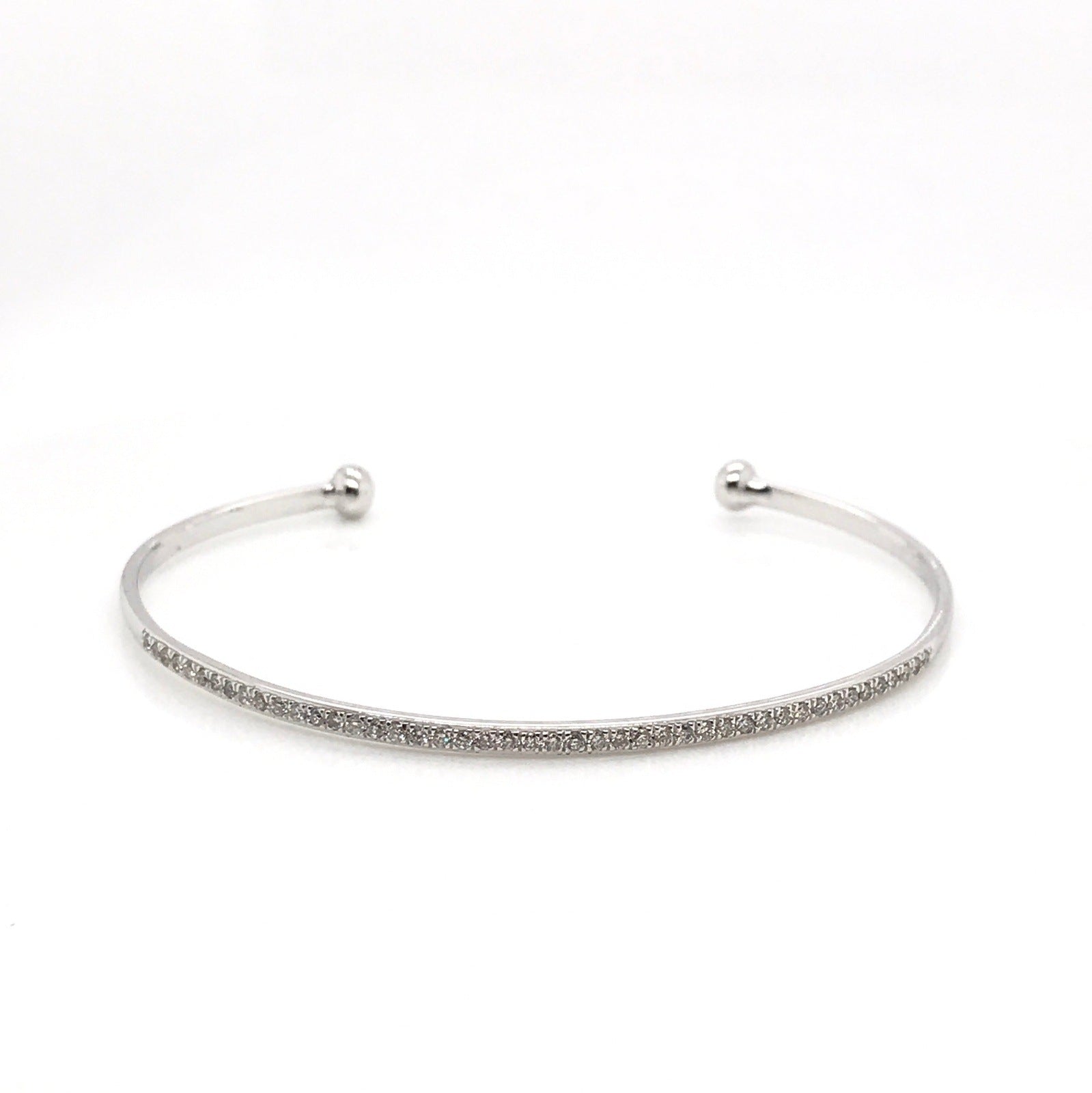 "BRAC01361" Diamond Pavé Open Bangle Bracelet in 14K White Gold