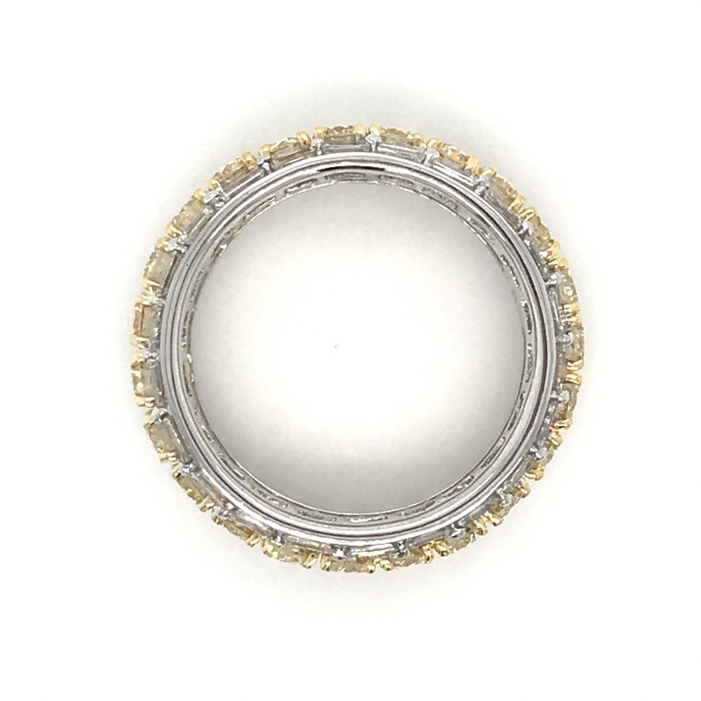 "LADRG01350" Two Tone Round Diamond and Emerald Shaped Diamond Eternity Band