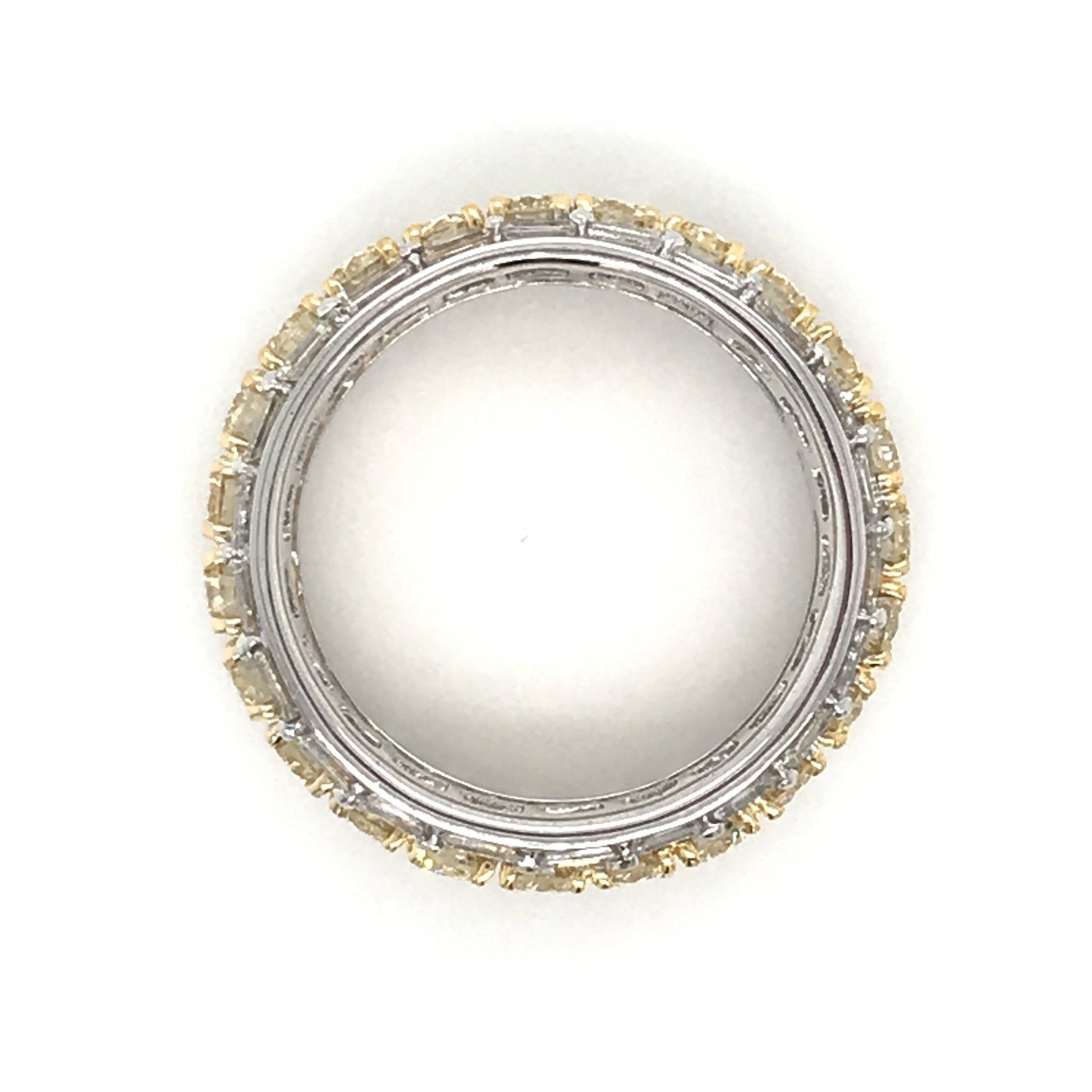 "LADRG01350" Two Tone Round Diamond and Emerald Shaped Diamond Eternity Band