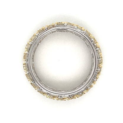 "LADRG01350" Two Tone Round Diamond and Emerald Shaped Diamond Eternity Band