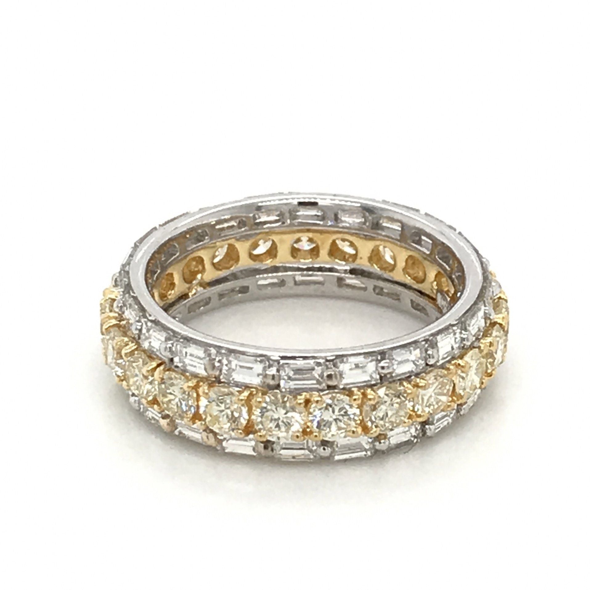 "LADRG01350" Two Tone Round Diamond and Emerald Shaped Diamond Eternity Band