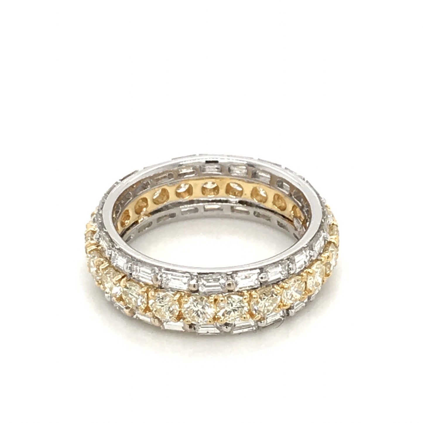 "LADRG01350" Two Tone Round Diamond and Emerald Shaped Diamond Eternity Band
