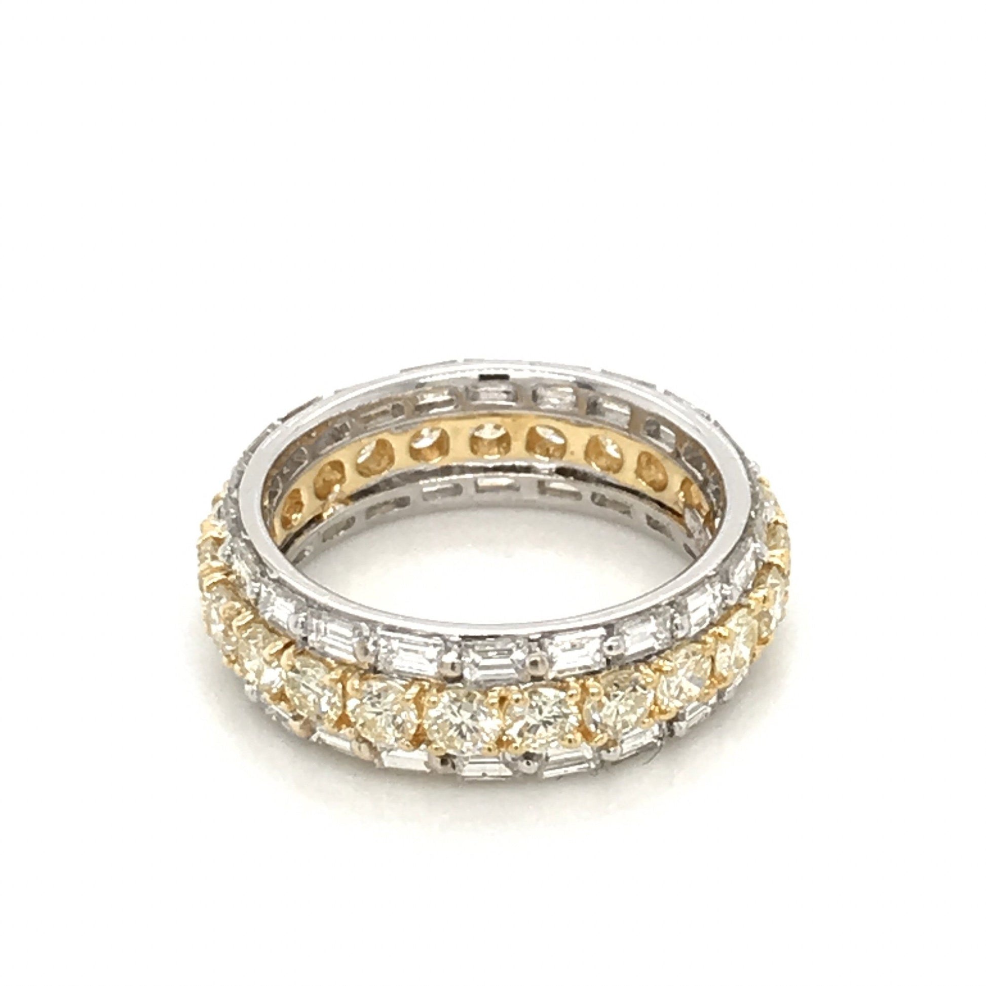 "LADRG01350" Two Tone Round Diamond and Emerald Shaped Diamond Eternity Band