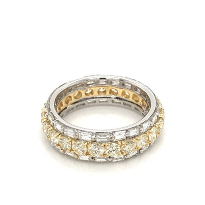 "LADRG01350" Two Tone Round Diamond and Emerald Shaped Diamond Eternity Band