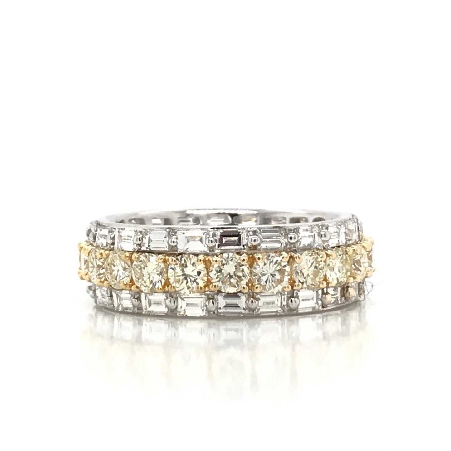 "LADRG01350" Two Tone Round Diamond and Emerald Shaped Diamond Eternity Band